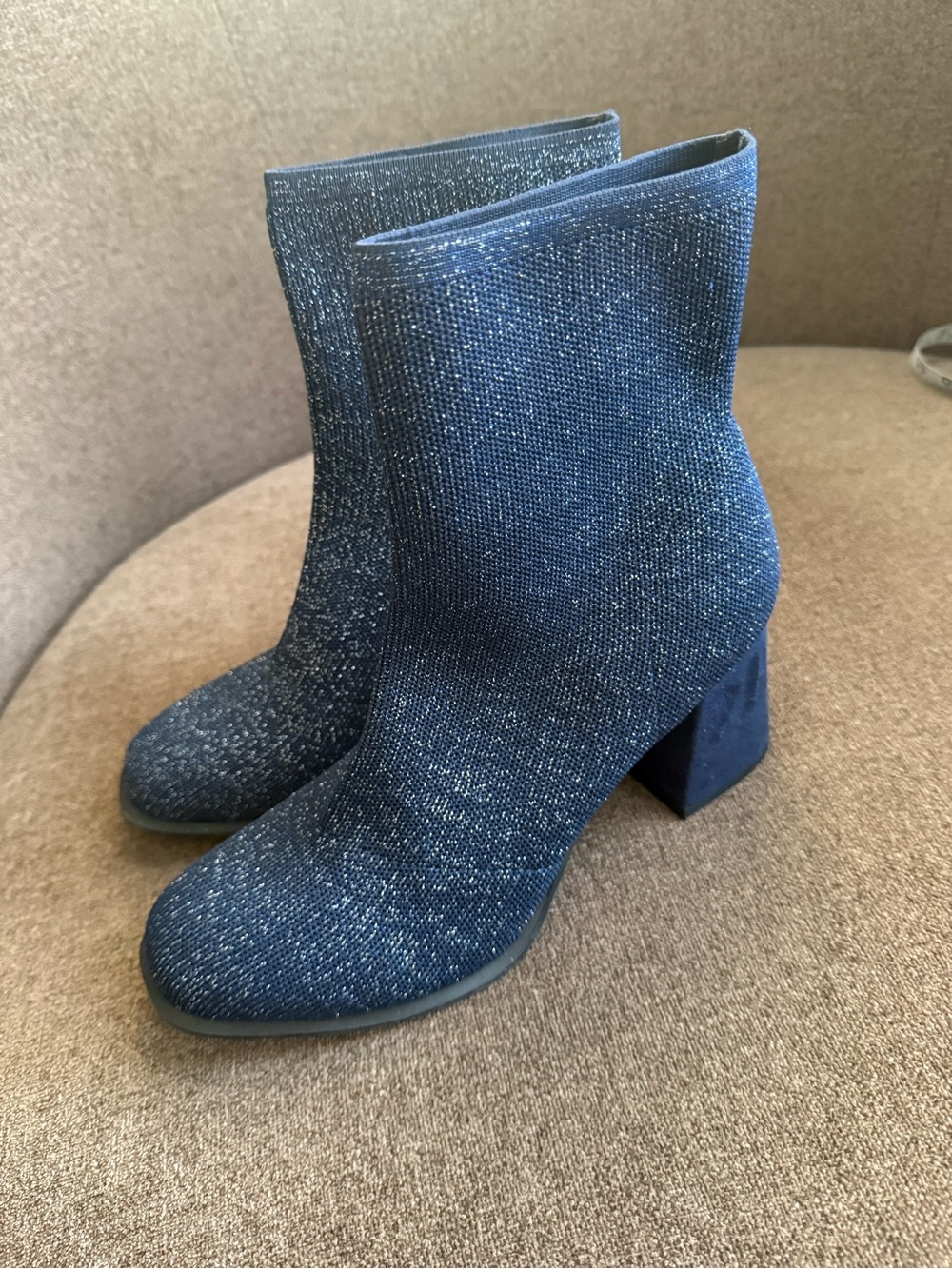 MIA Navy Glitter Stretch Sock Booties